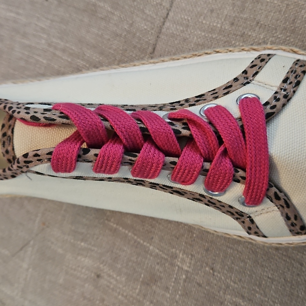Michelle McDowell Cream Leopard Trim Braided Jute Womens Sneakers Sz 10 - Picture 7 of 11